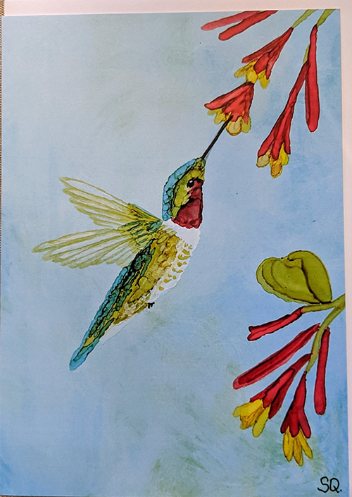 Hummingbird And Honeysuckle I