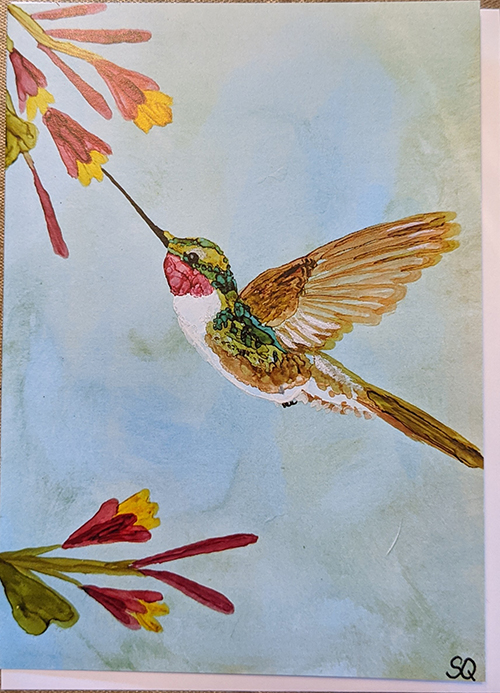 Hummingbird And Honeysuckle 2